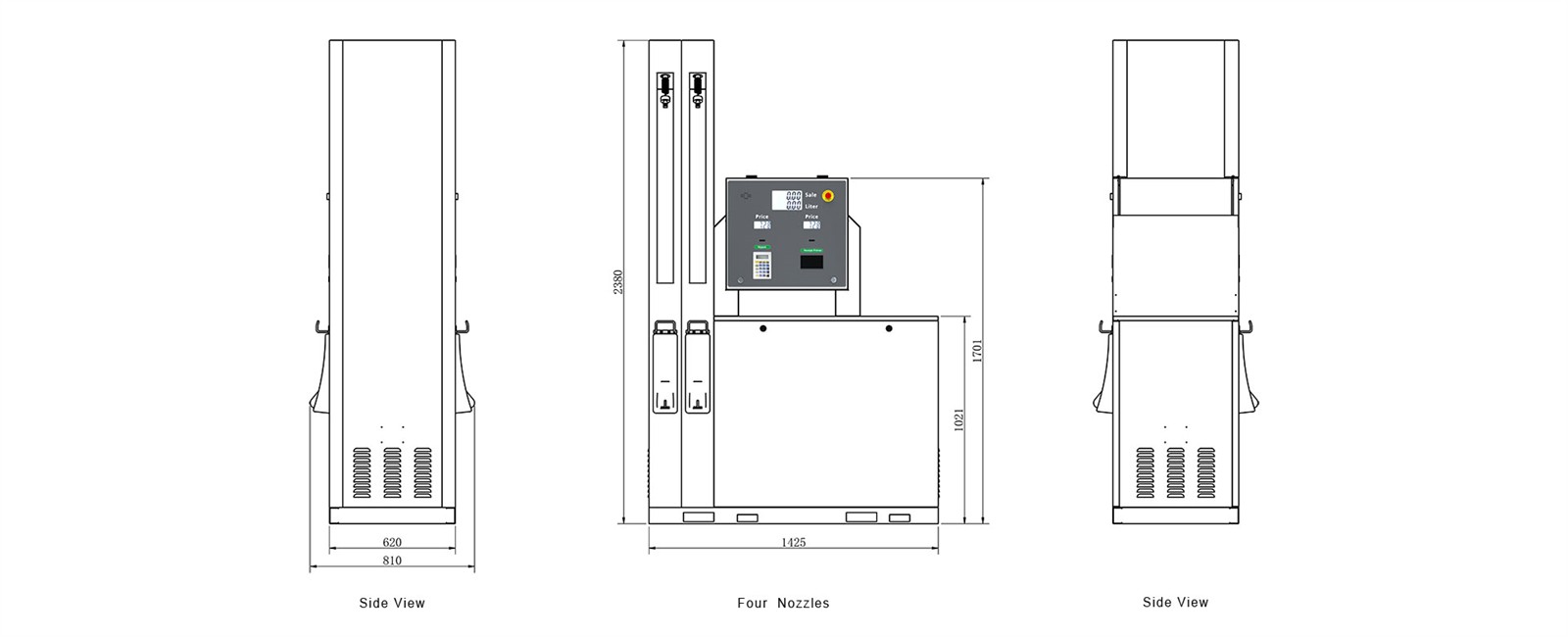 fuel dispenser size
